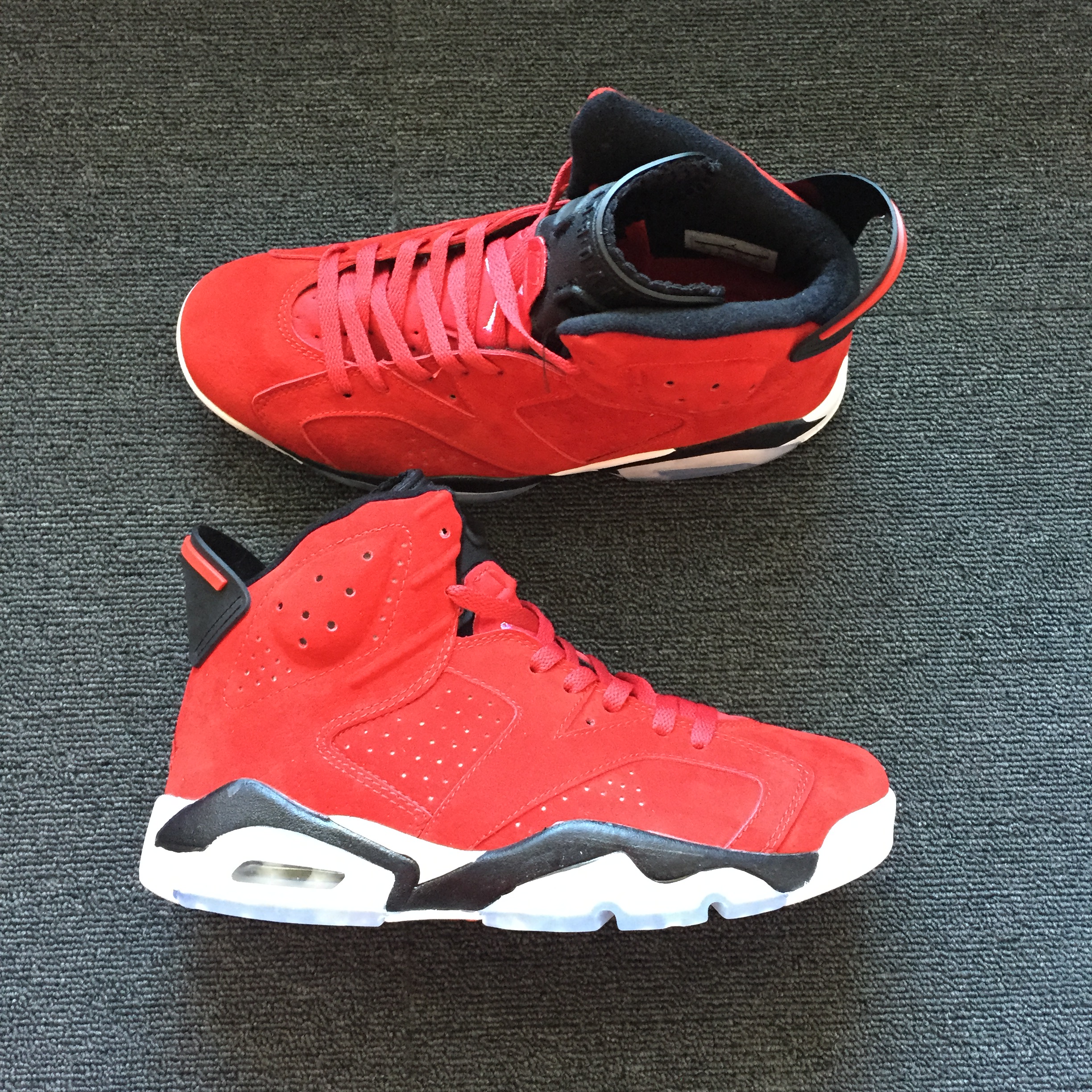 Men Air Jordan 6 Deer Skin Red Black Shoes